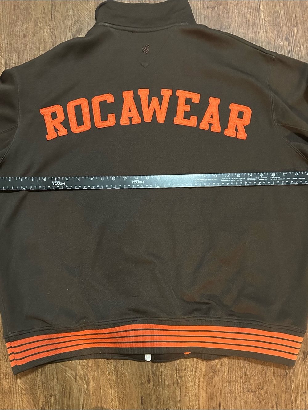 Rocawear Mens 3XL Brown Orange Track Jacket Y2K Hip Hop Full Zip 9 Logo - Picture 5 of 6